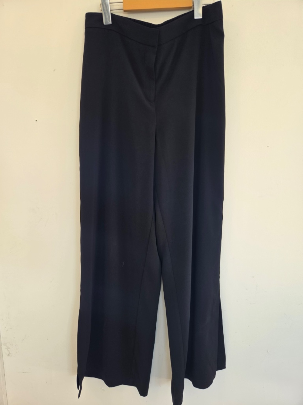 NWT Laura wide leg black trousers/pants women's 12 flat front corporate girlie - Picture 3 of 8